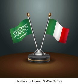 Saudi-Arabien - Italien Kooperationsflagge, dunkle Farbverlauf-Hintergrund