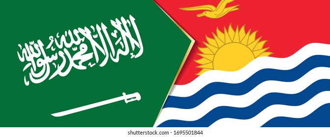 Die Flaggen Saudi-Arabiens und Kiribatis, zwei Vektorillustrationen Flaggen, sind Symbol für Beziehung oder Konfrontation.