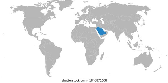 Saudi arabia, Kuwait Islamic countries isolated on world map. Business concepts and Geographical map backgrounds.