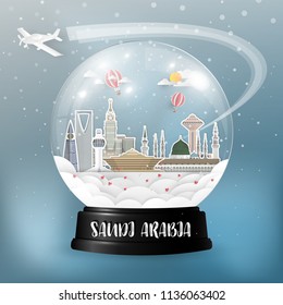 Saudi arabia Landmark Global Travel And Journey paper background. Vector Design Template.used for your advertisement, book, banner, template, travel business or presentation.