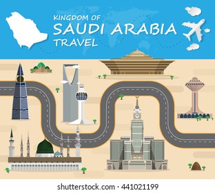 SAUDI ARABIA Landmark Global Travel And Journey Infographic Vector Design Template.vector illustration