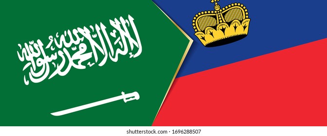 Saudi Arabia and Liechtenstein flags, two vector flags symbol of relationship or confrontation.