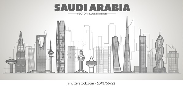 Saudi Arabia line skyline. Vector illustration.
