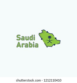 Saudi Arabia Logo, Map Logo, Islamic Colourful Arabic Logo 