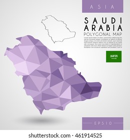 Saudi Arabia : Low Poly Map : Vector Illustration