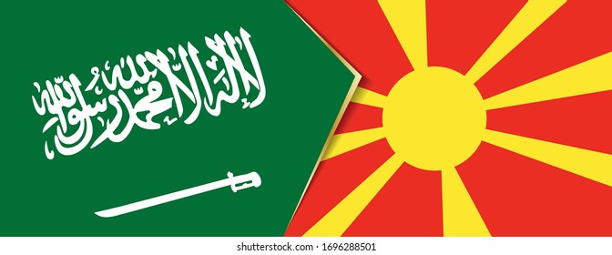 Saudi Arabia and Macedonia flags, two vector flags symbol of relationship or confrontation.