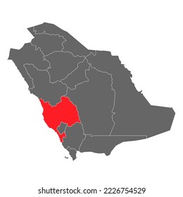 Saudi arabia, Makkah region high detailed map, geography graphic country, border vector illustration .