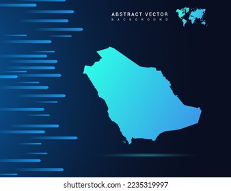 Saudi-Arabien Karte mit abstrakter blauer Hintergrundtechnologie.