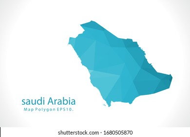 Mapa de Arabia Saudita Resumen geométrico triangular degradado de bajo estilo polo gráfico sobre fondo blanco
