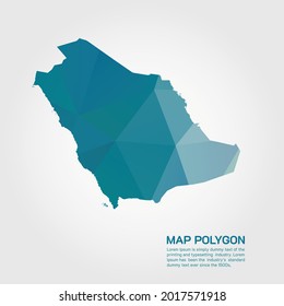 Mapa de Arabia Saudita Resumen Gradiente de gradiente de bajo estilo de polo geométrico rugoso triangular sobre fondo blanco