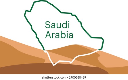 Saudi Arabia map against desert background. Vector Illustration. Eps 10