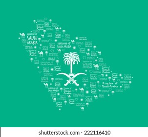 Saudi Arabia Map with beautiful pattern