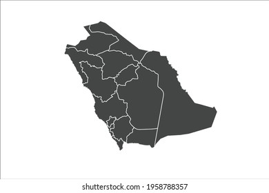 Saudi Arabia Map black Color on White Backgound