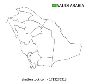 Saudi Arabia map, black and white detailed outline regions of the country. Vector illustration