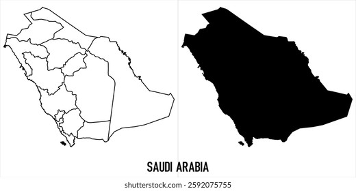 saudi arabia Map - black World Map International vector template with High detailed isolated on white background - Vector