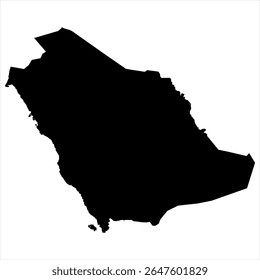 Saudi Arabia Map - black World Map International vector template with High detailed isolated on white background - Vector