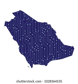 Saudi Arabia map - blue geometric rumpled triangular low poly style gradient graphic background , polygonal design for your . Vector illustration eps 10.