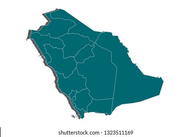 Saudi Arabia map - blue geometric rumpled triangular low poly style gradient graphic background , polygonal design for your . Vector illustration eps 10. - Vector