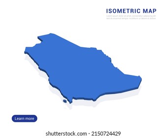 Saudi Arabia map blue isolated on white background with 3d isometric vector illustration.