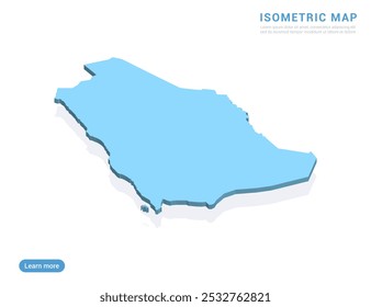 Saudi Arabia map blue on white background with isometric vector.