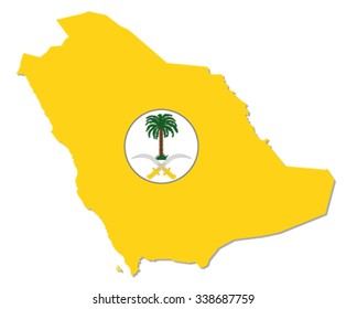 saudi arabia map with coat of arms