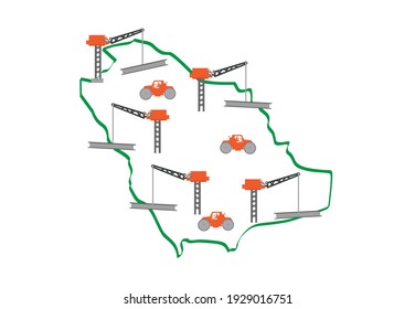 Saudi Arabia Map With Construction Boom Concept