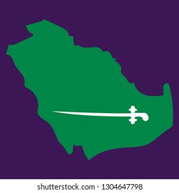 Saudi Arabia map with flag