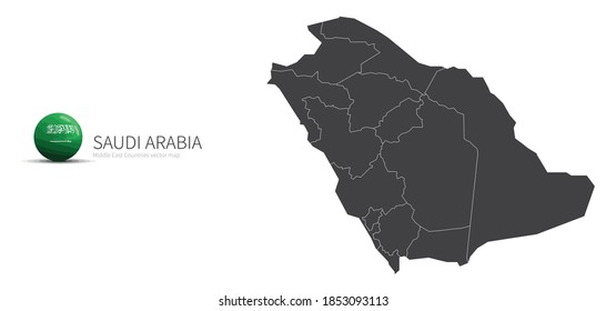 Saudi Arabia Map and Flag Icon
Map of Middle East countries.