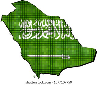 Saudi Arabia map with flag inside - Illustration,
Abstract grunge mosaic vector