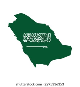 Saudi-Arabien Karte mit Flagge auf weißem Hintergrund. Vektorgrafik.