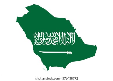 Saudi Arabia Map and Flag Vector