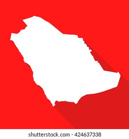 Saudi Arabia map flat simple style with long shadow.