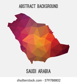 Saudi Arabia map in geometric polygonal style.Abstract tessellation,modern design background. Vector illustration EPS8