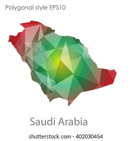 Saudi Arabia map in geometric polygonal style.Abstract gems triangle,modern design background.