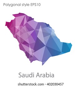 Saudi Arabia map in geometric polygonal style.Abstract gems triangle,modern design background.