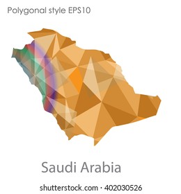 Saudi Arabia map in geometric polygonal style.Abstract gems triangle,modern design background.