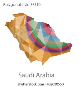 Saudi Arabia map in geometric polygonal style.Abstract gems triangle,modern design background.