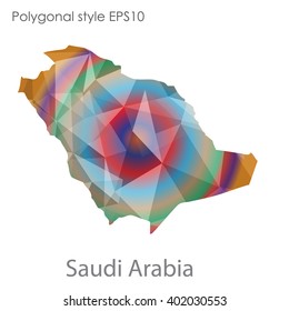 Saudi Arabia map in geometric polygonal style.Abstract gems triangle,modern design background.
