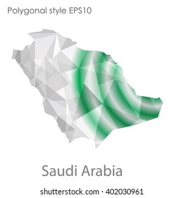 Saudi Arabia map in geometric polygonal style.Abstract gems triangle,modern design background.