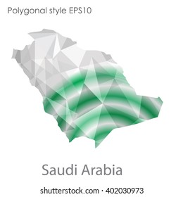 Saudi Arabia map in geometric polygonal style.Abstract gems triangle,modern design background.
