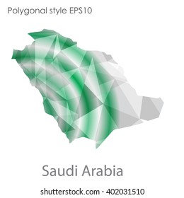Saudi Arabia map in geometric polygonal style.Abstract gems triangle,modern design background.