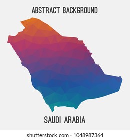 Saudi Arabia map in geometric polygonal,mosaic style.Abstract tessellation,modern design background,low poly. Geometric cover, mockup. Vector illustration.