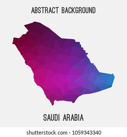 Saudi Arabia map in geometric polygonal,mosaic style.Abstract tessellation,modern design background,low poly. Geometric cover, mockup. Vector illustration.