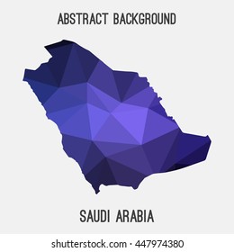 Saudi Arabia map in geometric polygonal,mosaic style.Abstract tessellation,modern design background. Vector illustration EPS8