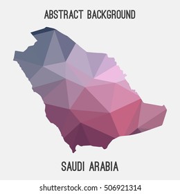 Saudi Arabia map in geometric polygonal,mosaic style.Abstract tessellation,modern design background,low poly. Vector illustration.