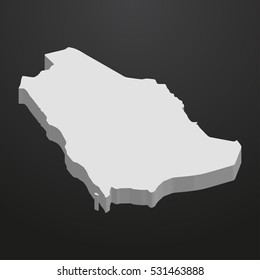 Saudi Arabia map in gray on a black background 3d