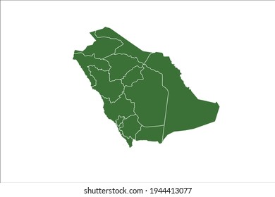 Saudi Arabia Map Green Color on White Backgound