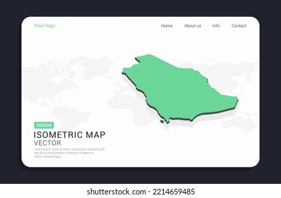 Saudi Arabia map green on white background with isometric vector.