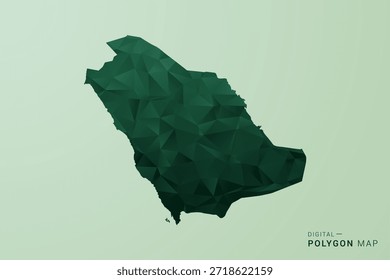Saudi Arabia Map - Green Polygon Style Vector Illustration, Low Poly Geometric Design with Clean Silhouette on soft green Background.