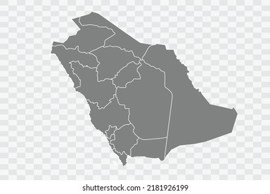 Saudi Arabia Map grey Color on White Background quality files Png
